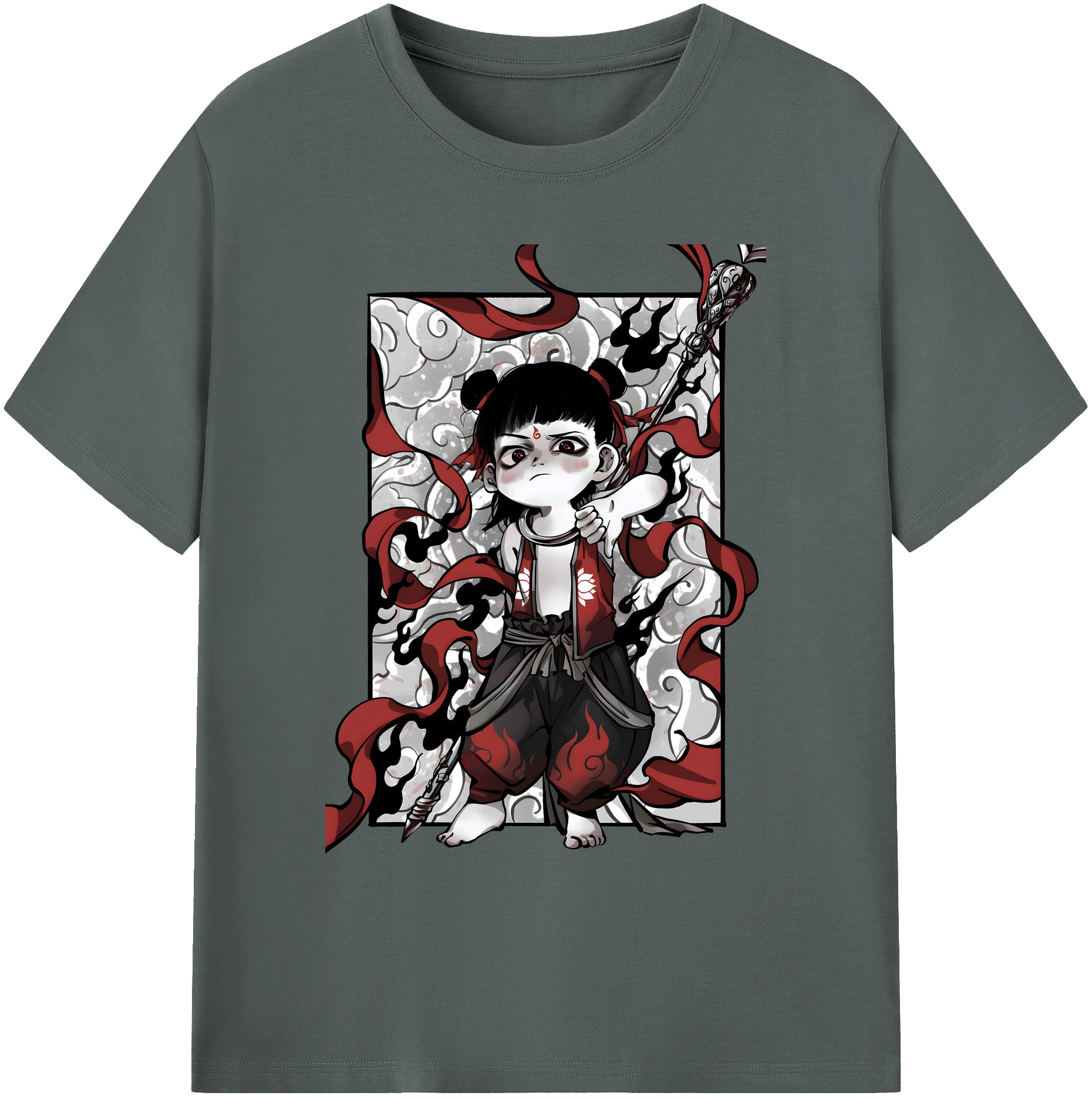 （画像用） Ne Zha 2 ナタ 魔童の大暴れ 綿100％ メンズ半袖Tシャツ｜肌触りやわらか＆通気性